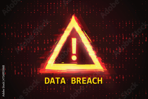 Digital Binary Code Data Breach. Hacked Computer Error Concept. Vector Illustration.