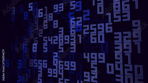 Cyberspace Random Digits Background. Math Numbers Led Matrix. Technology or Science Education Backdrop. Mathematical Led Display Banner. Vector Illustration.