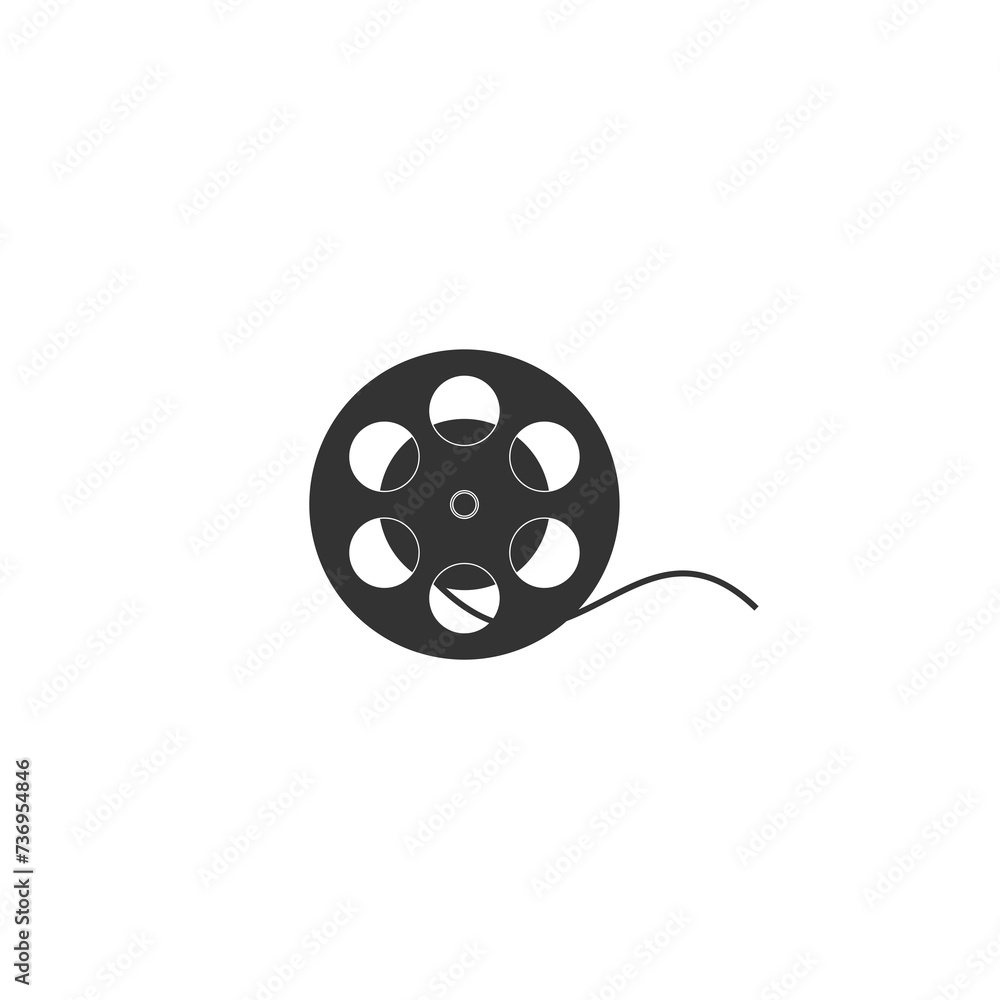 Film reel icon isolated on transparent background