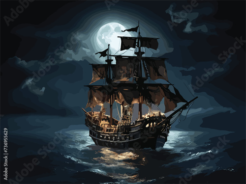 pirate ship in the sea photo