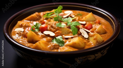 Massaman Curry isolated on a dark background