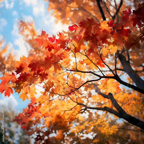 Autumn maple leaves in the park. Colorful autumn background. © Wazir Design