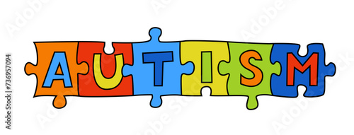 Autism logo in a bold whimsical style. Human mind, experience diversity concept.