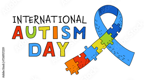 Autism awareness day. Autistic spectrum disorder landscape poster.