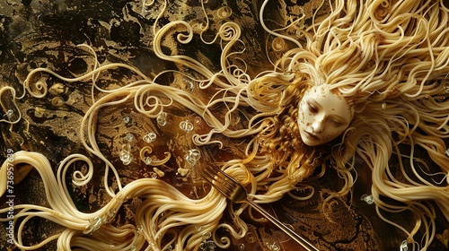 Fototapeta Naklejka Na Ścianę i Meble -  spaghetti pasta with a fork