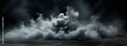 Smoke black ground fog cloud floor mist background photo