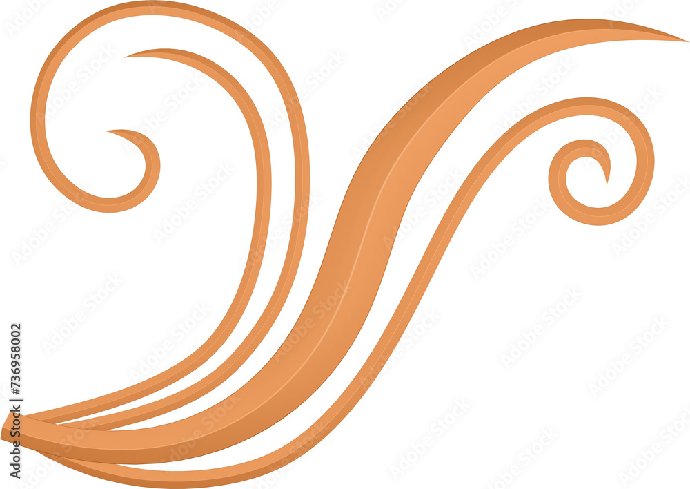 3D illustration rendering of a bending branch with leaves on a transparent background 3D illustration rendering of a bending branch with leaves on a transparent background