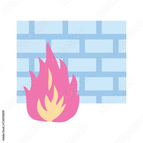 Internet security, icon of firewall in modern flat style