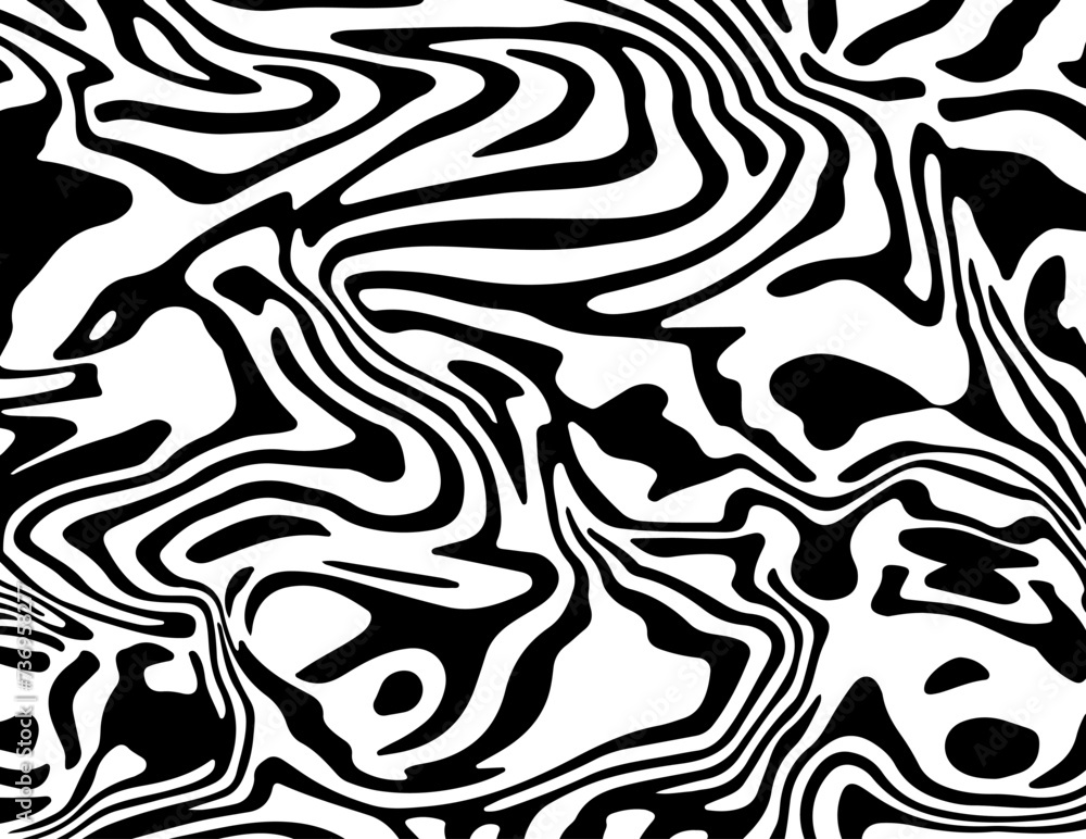 Glitched distorted op art pattern. Abstract black and white geometric background with curved lines. Glitched distorted op art pattern. Abstract black and white geometric background with curved lines.