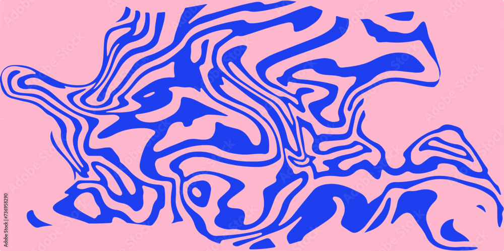 Abstract trippy pink and blue psychedelic background with melting and distorting lines. Abstract trippy pink and blue psychedelic background with melting and distorting lines.