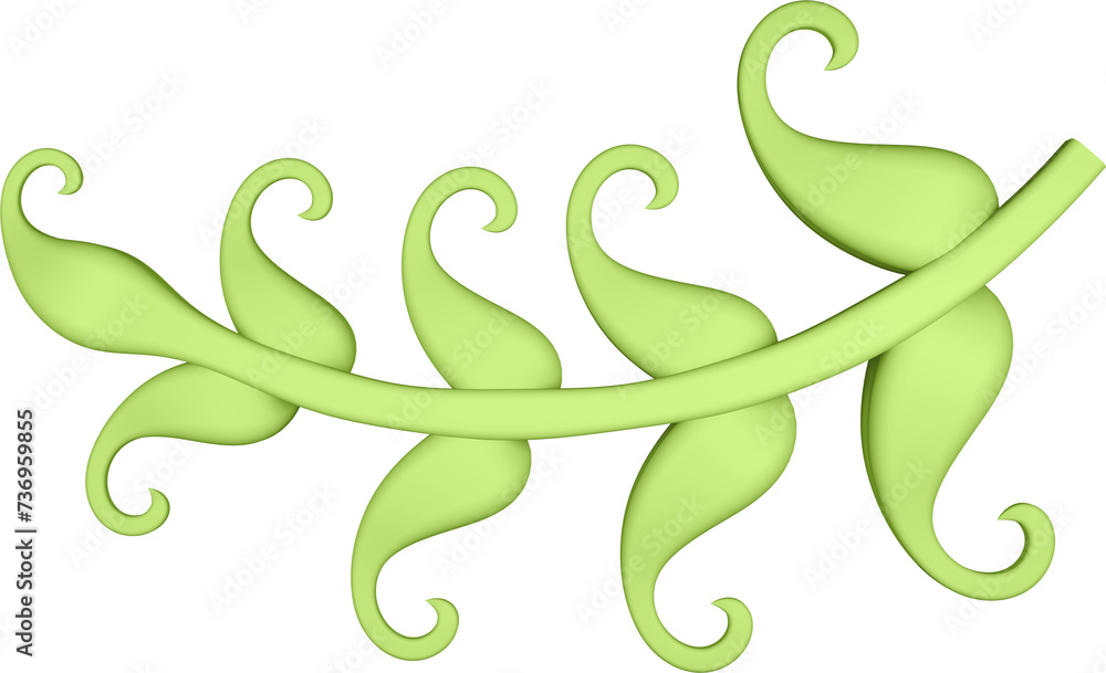 3D illustration of filigree floral ornament with leaves on transparent background 3D illustration of filigree floral ornament with leaves on transparent background