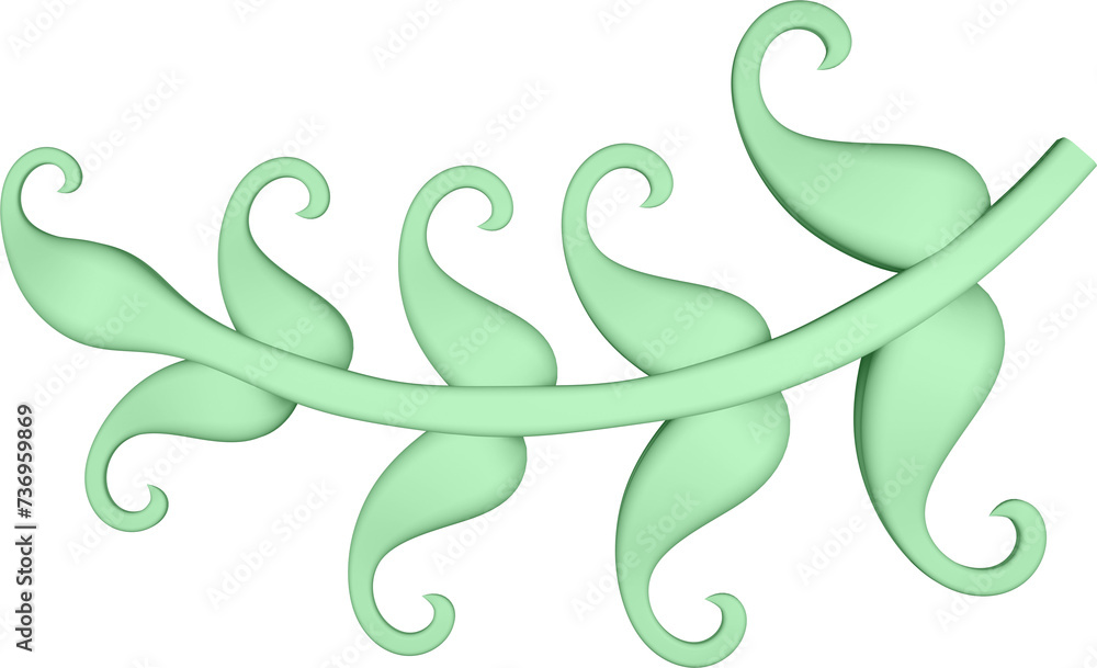 3D illustration of filigree floral ornament with leaves on transparent background 3D illustration of filigree floral ornament with leaves on transparent background