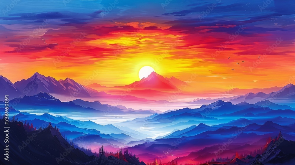 Dramatic Sunset Behind the Peak