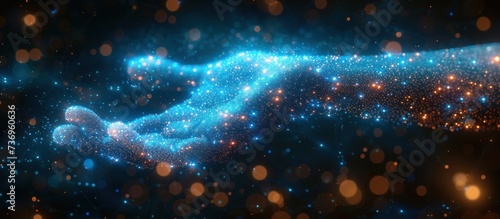 Digital star in abstract hand