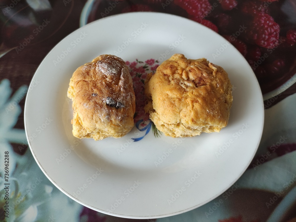 Pumpkin buns on a plate Pumpkin buns on a plate