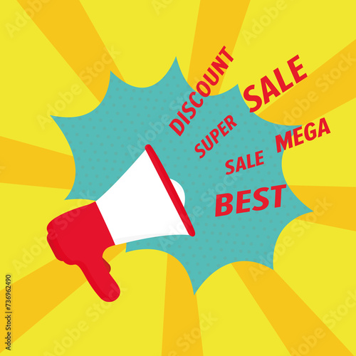 Image of horn discount day black friday idea explosion vector illustration