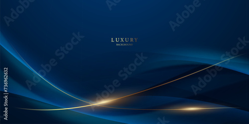 blue abstract background with luxury golden elements vector illustration