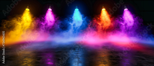 Abstract Haze: A Dynamic Explosion of Colorful Smoke Against a Dark Backdrop, Merging Art with the Abstract Essence of Light and Shadow