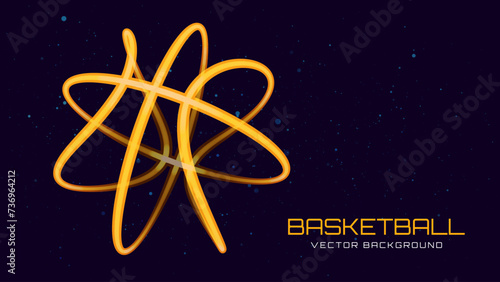 Modern Dynamic Colored Background Design for Sports Game Events. Basketball Streetball Neon 3D Ball Logo Design. Vector Illustration.