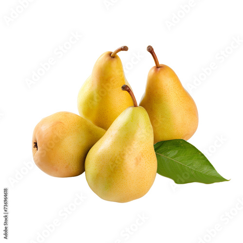 4 Pears on white background