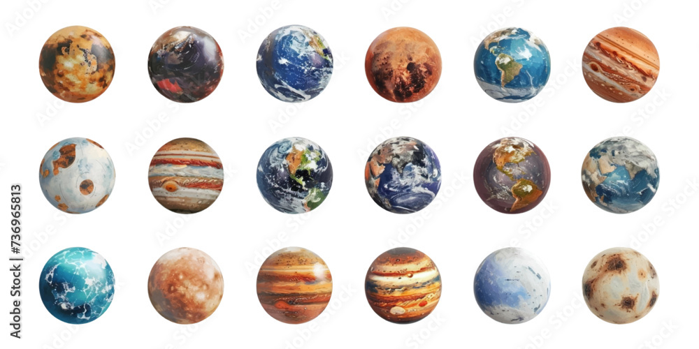 Set of planets on white background Set of planets on white background