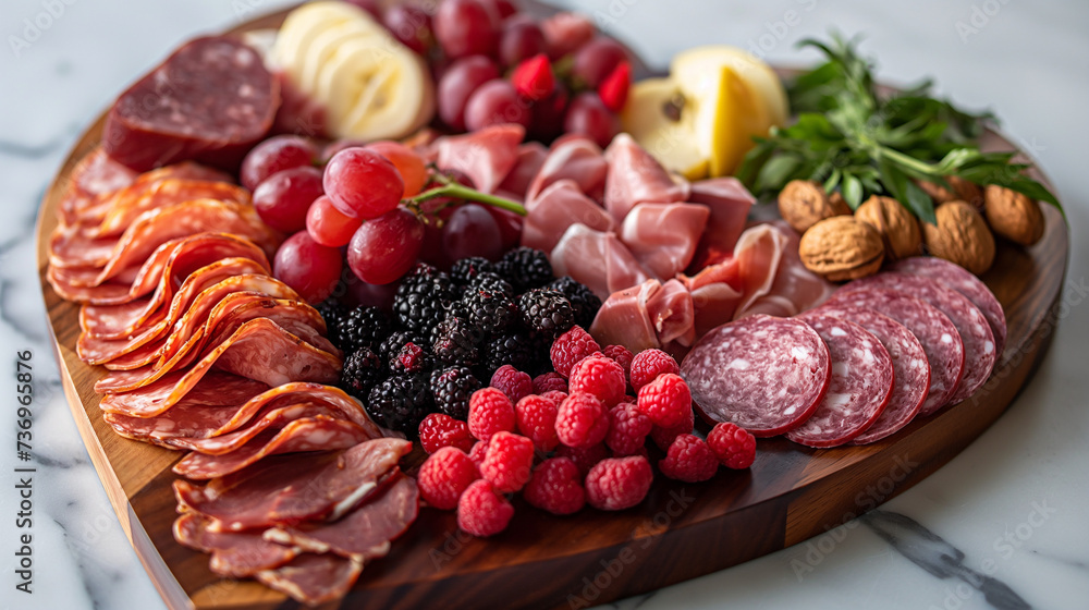 Heart-Shaped Platter of Meats and Fruits Heart-Shaped Platter of Meats and Fruits