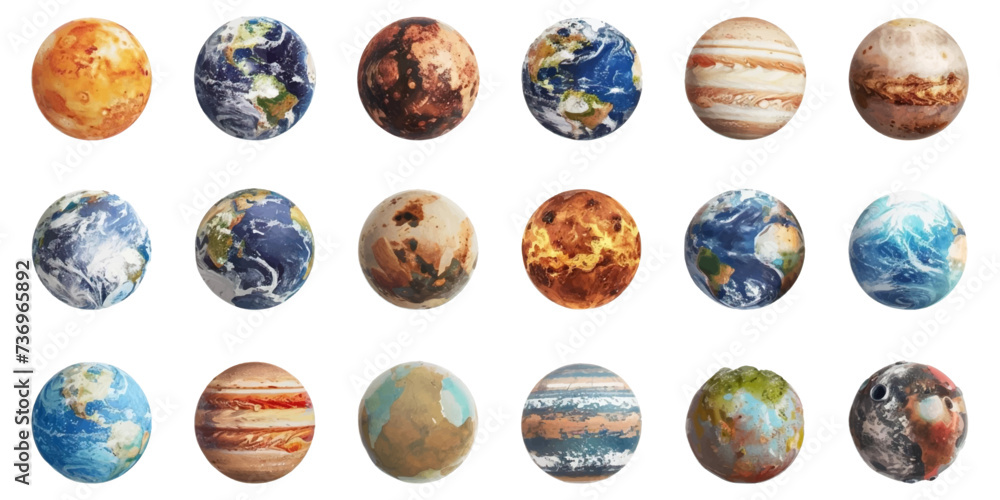 Set of planets on white background Set of planets on white background