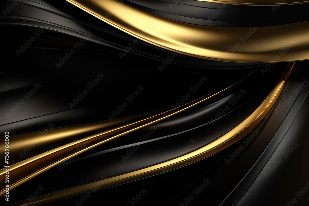 Obraz premium Black and Gold Wallpaper With Wavy Lines
