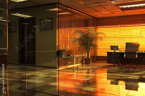 Office with cool mirror reflections.