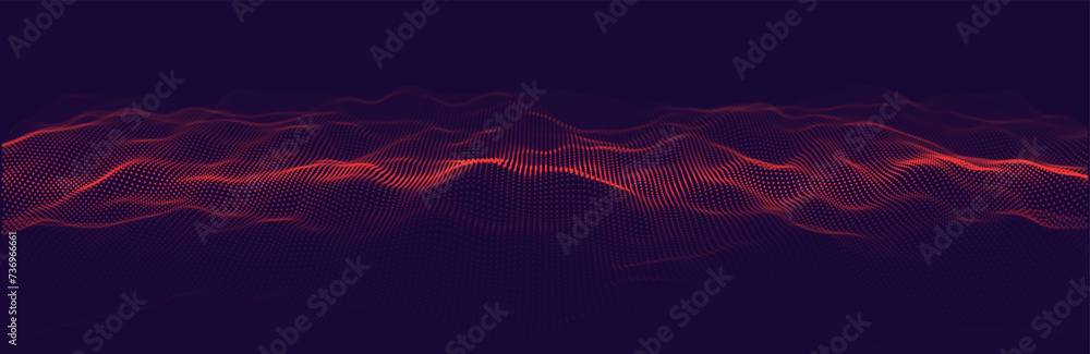 Big Data Flow Particles. Vector Background. Data Transfering Dots Network. Abstract Quantum Computer Technology Bigdata. Digital Technology Computer Science Concept. Business Data Vector Illustration.