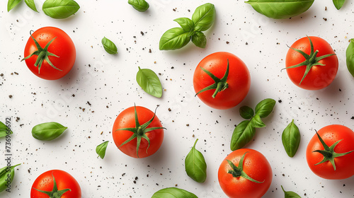 Group of Tomatoes With Green Leaves