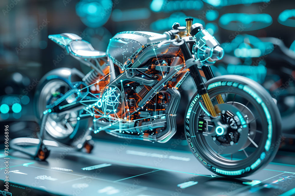 Foto de motorcycle with Diagram model of future motorcycle components ...