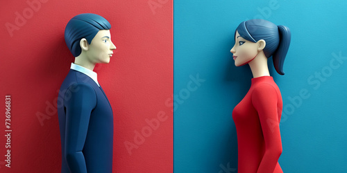 A woman and a man argue, feud and conflict. The conflict between people and the genders. illustration, poster, article. photo