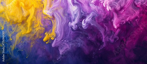 a close up of a purple , yellow , and blue ink in water . High quality