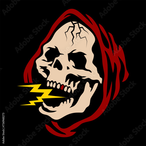 vector illustration grim reaper skull screaming lightning