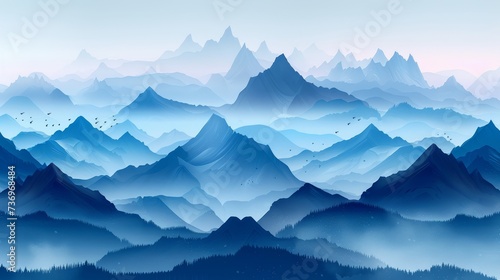 Mountain Range Gradient Skyline