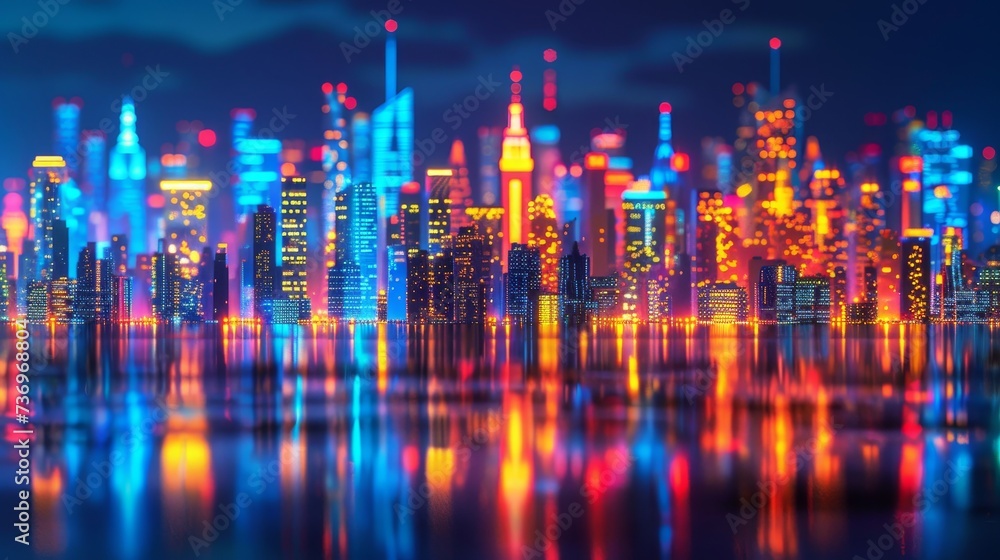 Neon City Lights at Night