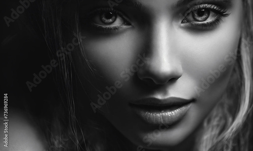 The Essence of Beauty: Black and White Portrait of a Beautiful Woman