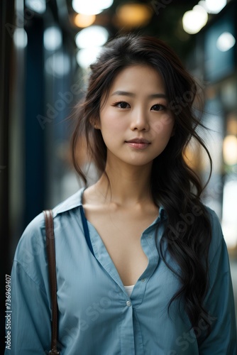 Beautiful Confident Young Asian Woman - Going to Work - Succesful Lady in Life and Work - Pretty and Fine features with fair Skin.