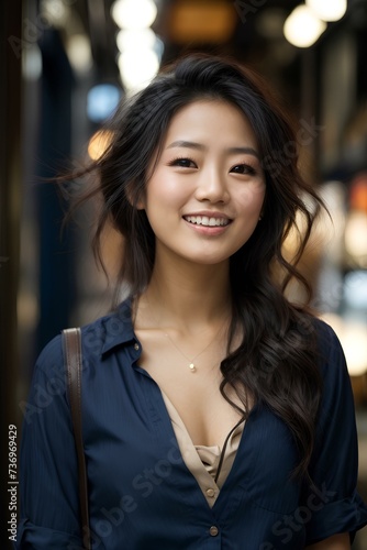 Beautiful Confident Young Asian Woman - Going to Work - Succesful Lady in Life and Work - Pretty and Fine features with fair Skin.