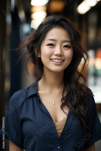 Beautiful Confident Young Asian Woman - Going to Work - Succesful Lady in Life and Work - Pretty and Fine features with fair Skin.