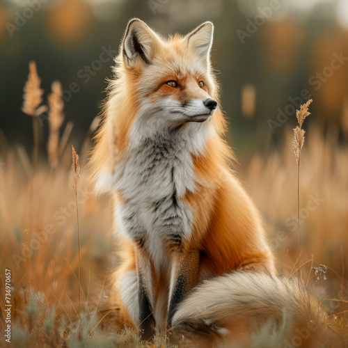 Photo of a long-haired fox in the field