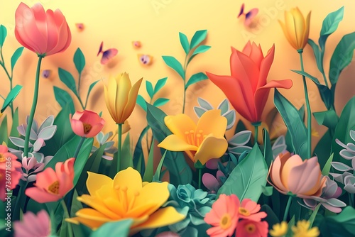 Whimsical spring illustrations emphasizing inclusivity and unity. © George Designpro