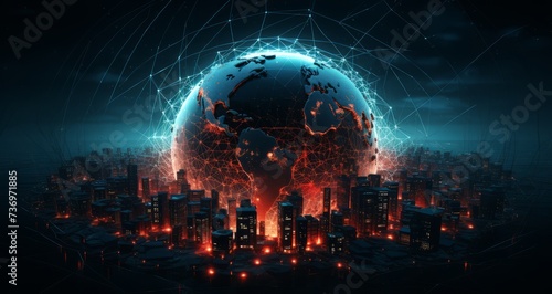 Globale Vernetzung  Digitale Welt  Cyber  Datenfluss  Erdkugel  Globale Vernetzung  Digitale Welt  Cyber  Datenfluss  Erdkugel