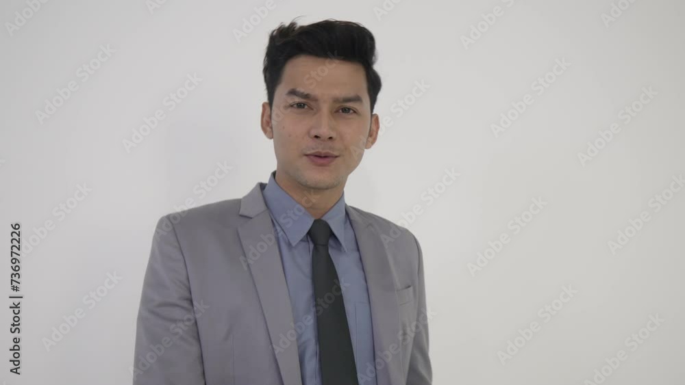 White collar worker show positive emotion on white background. White collar worker show positive emotion on white background.