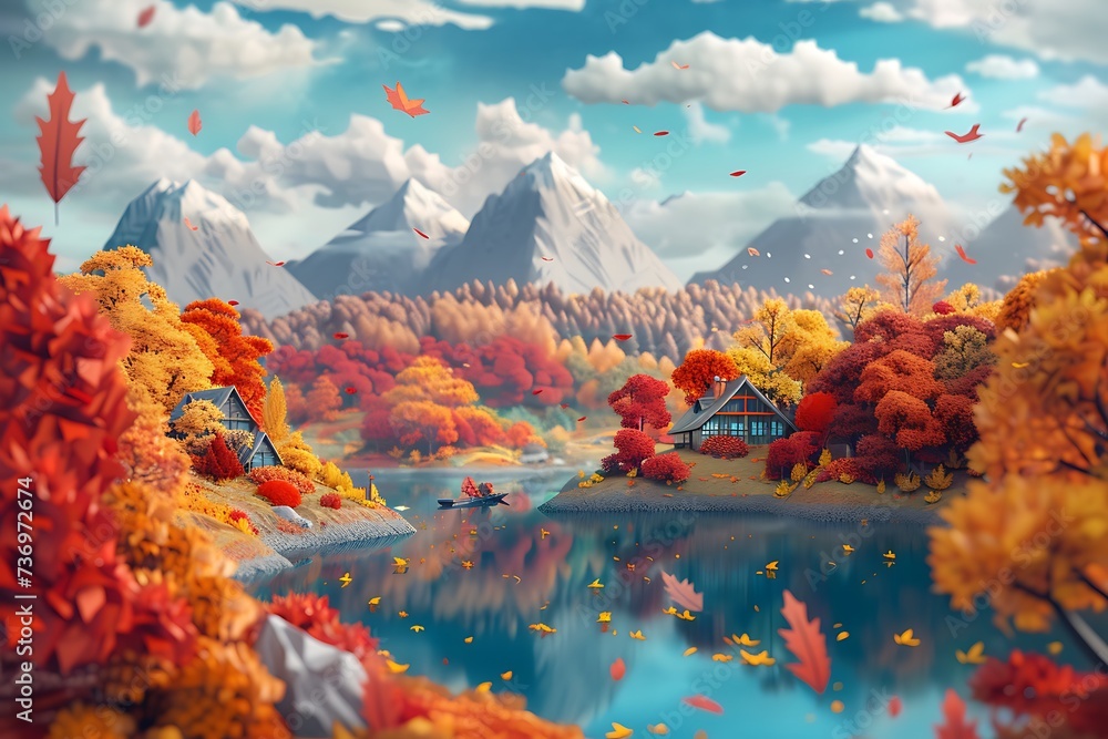 Vibrant autumn illustrations showcasing diversity and unity through colorful seasonal imagery. - obrazy, fototapety, plakaty 