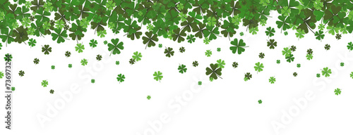 Banner for St. Day Patrick. Seamless clover border with four leaflets. Good luck. Vector