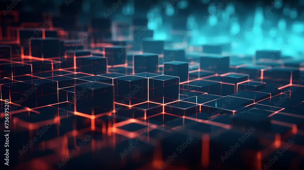 Obraz premium Modern science background hexagon lines and points wave flow abstract background