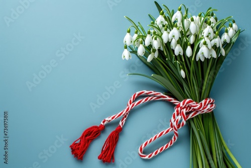 Spring postcard with snowdrops and tassels