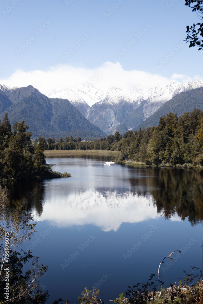 Matheson Lake with Mount Cook reflected. New Zealand